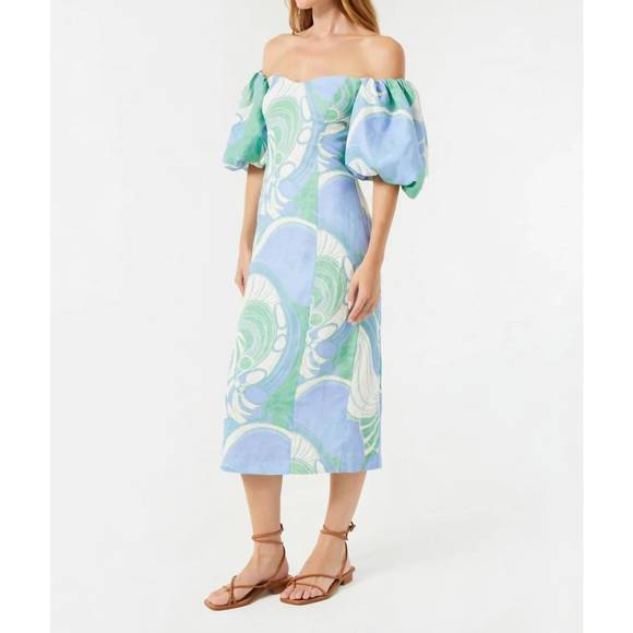 NEW RHODE karima dress in periwinkle deco surf grande - Picture 2 of 3